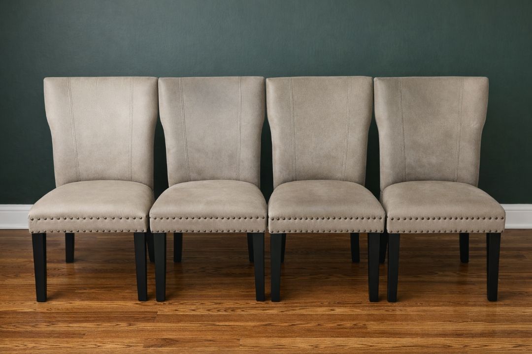 4 Stylish Upholstered Dining Chairs – Neutral Color, Modern Desi