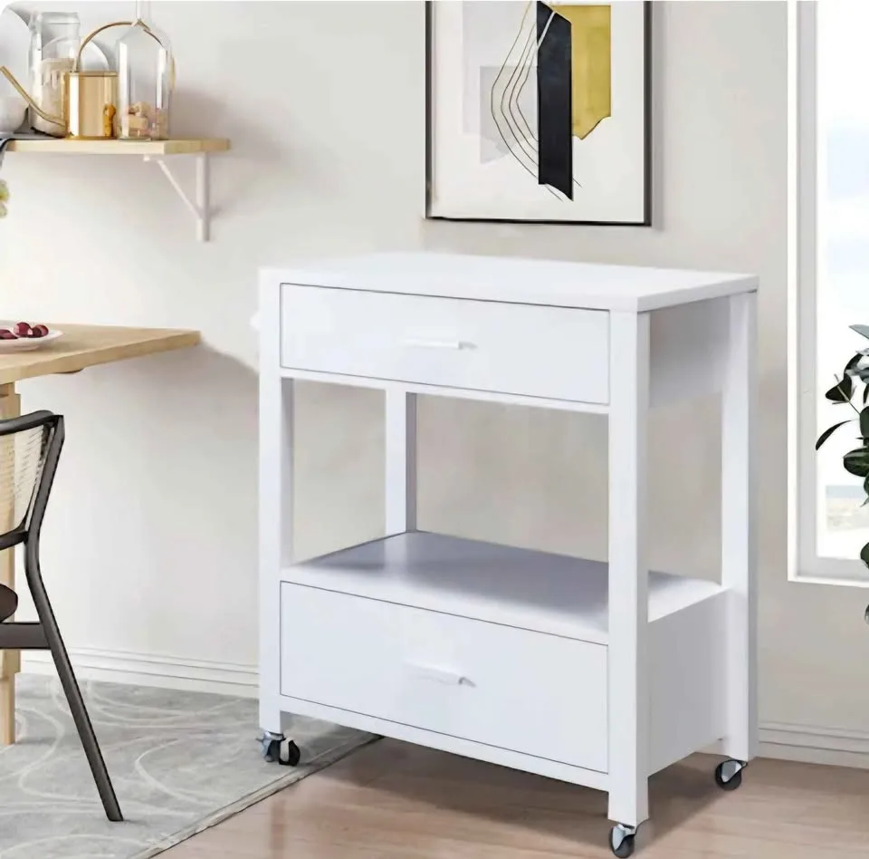 Contemporary Wood Bar Cart with 2 Drawers, NEW image indicator(6)