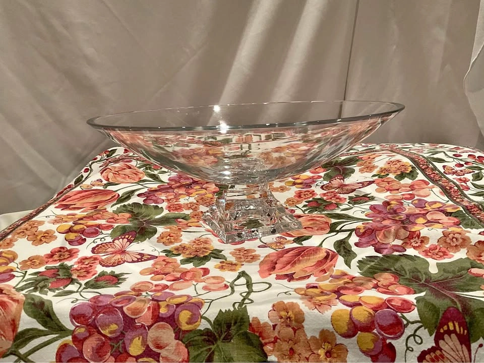 Crystal Bowl JG Durand Stacked Square Base Bowl Vintage 1990s