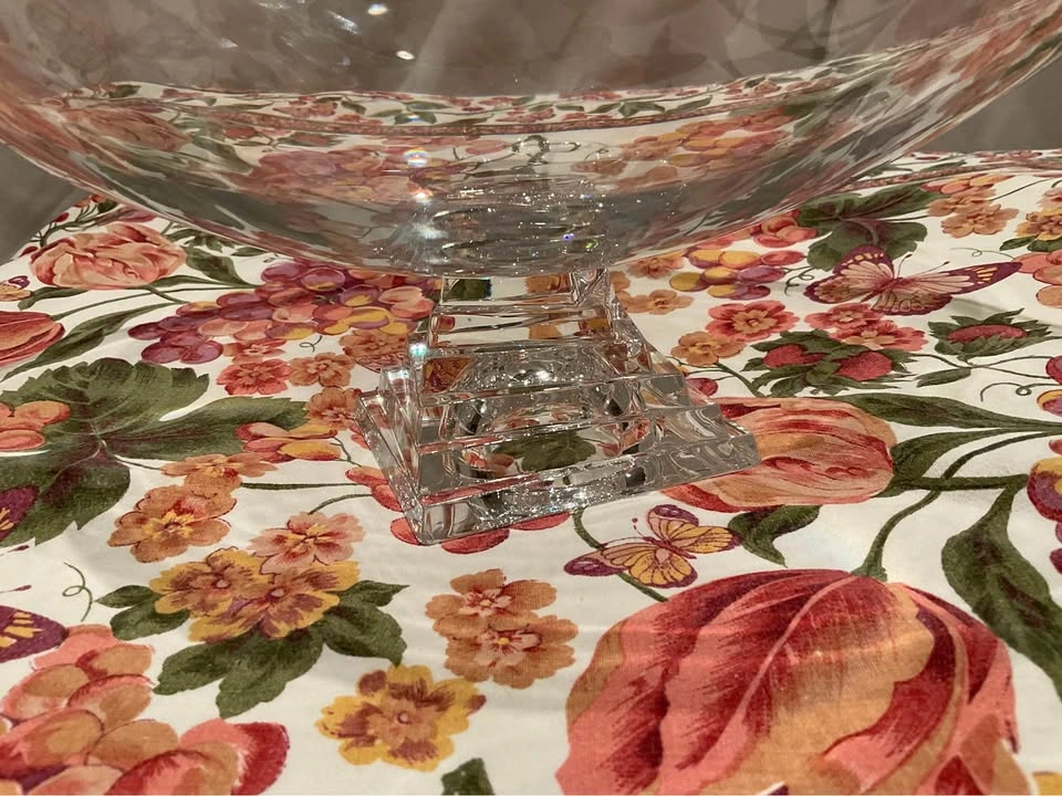 Crystal Bowl JG Durand Stacked Square Base Bowl Vintage 1990s - photo 3
