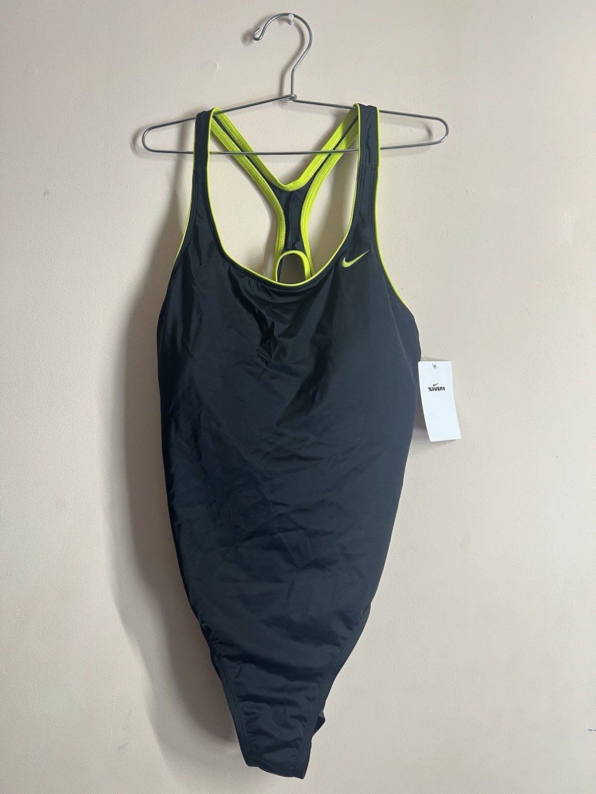 Nike Swim Women's Fastback One Piece Swimsuit Black Volt Green