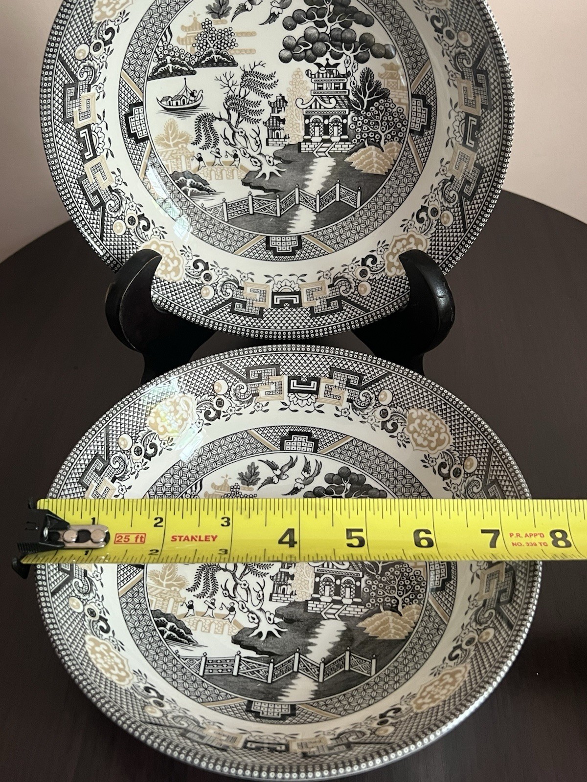 Royal Stafford Willow Black and Gold Pasta Bowls 7.5” Set of 2 - photo 3