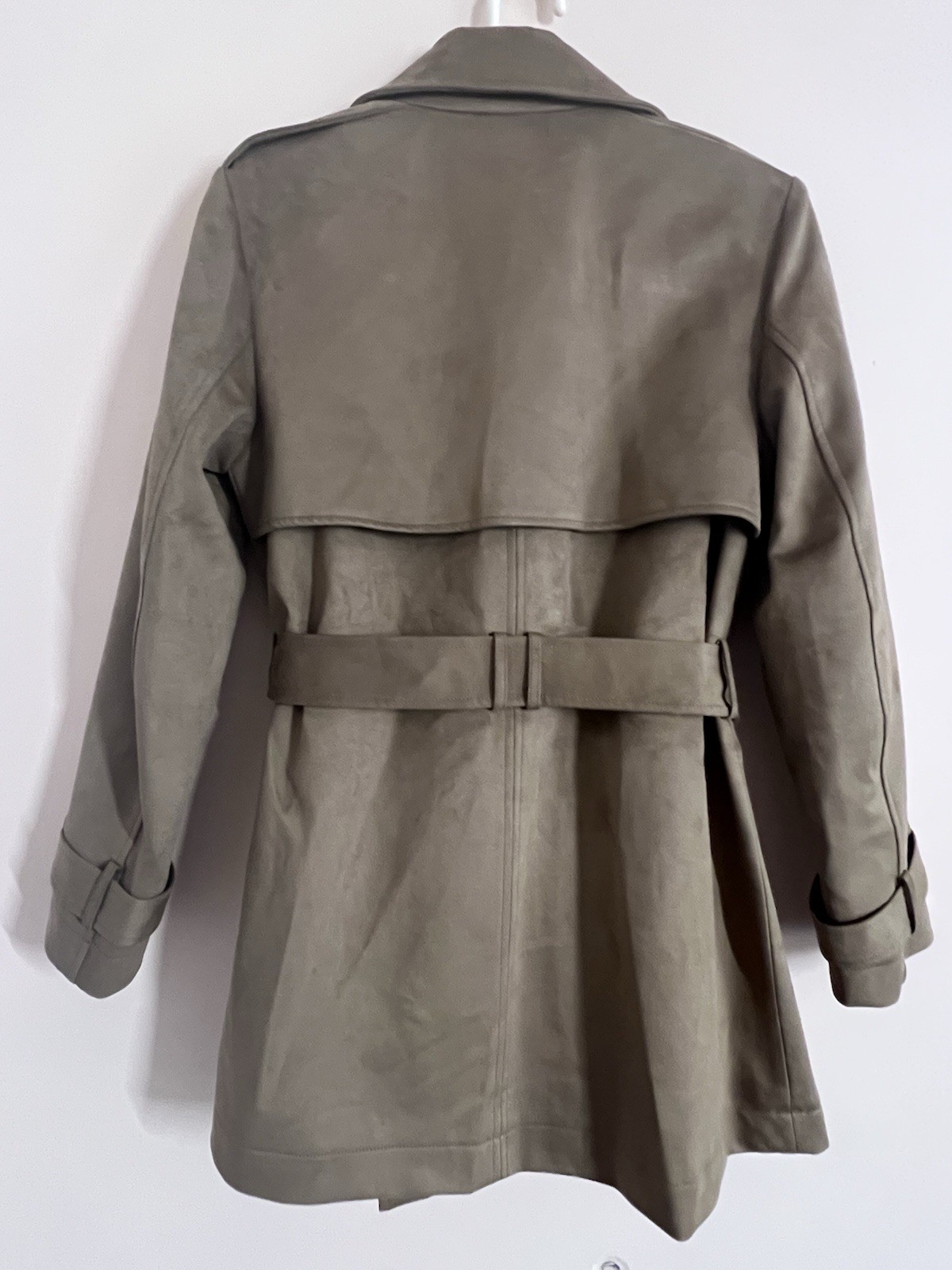 ZARA WOMAN BELTED FAUX SUEDE TRENCH COAT TAUPE BROWN SIZE XS - photo 2