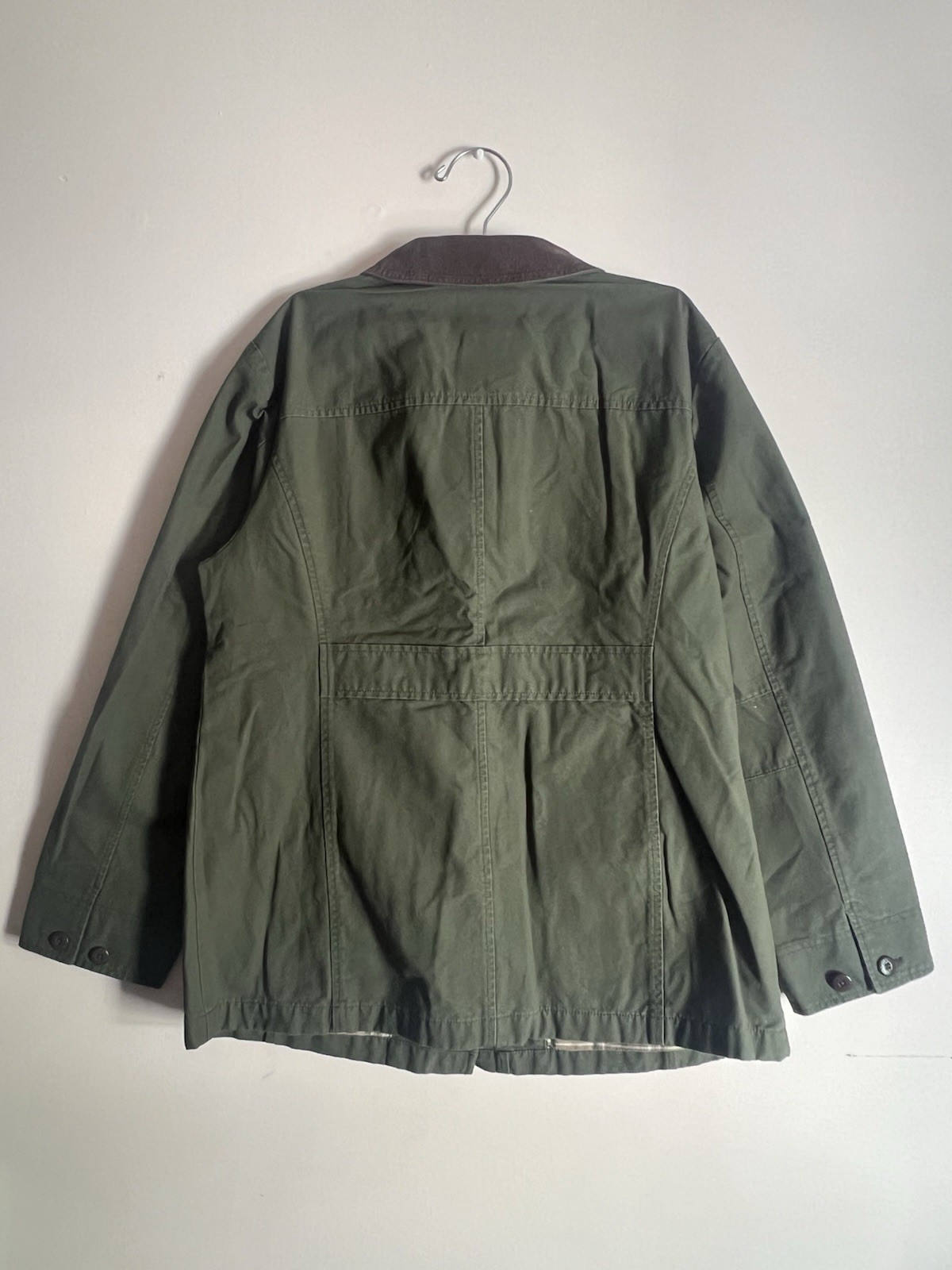 LL BEAN CHORE COAT ADIRONDACK BARN COAT FLANNEL LINED LODEN GREE - photo 2