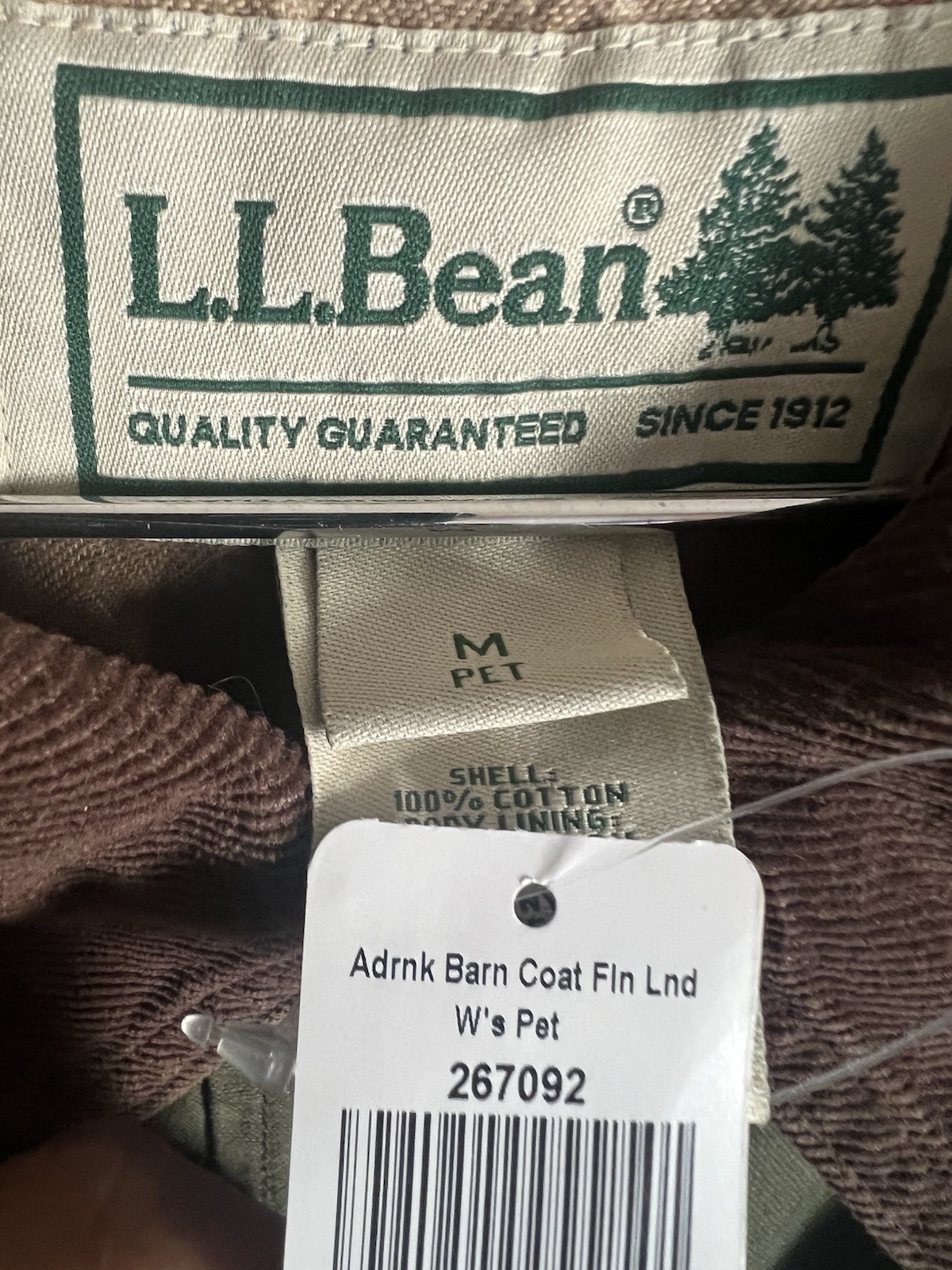LL BEAN CHORE COAT ADIRONDACK BARN COAT FLANNEL LINED LODEN GREE - photo 4