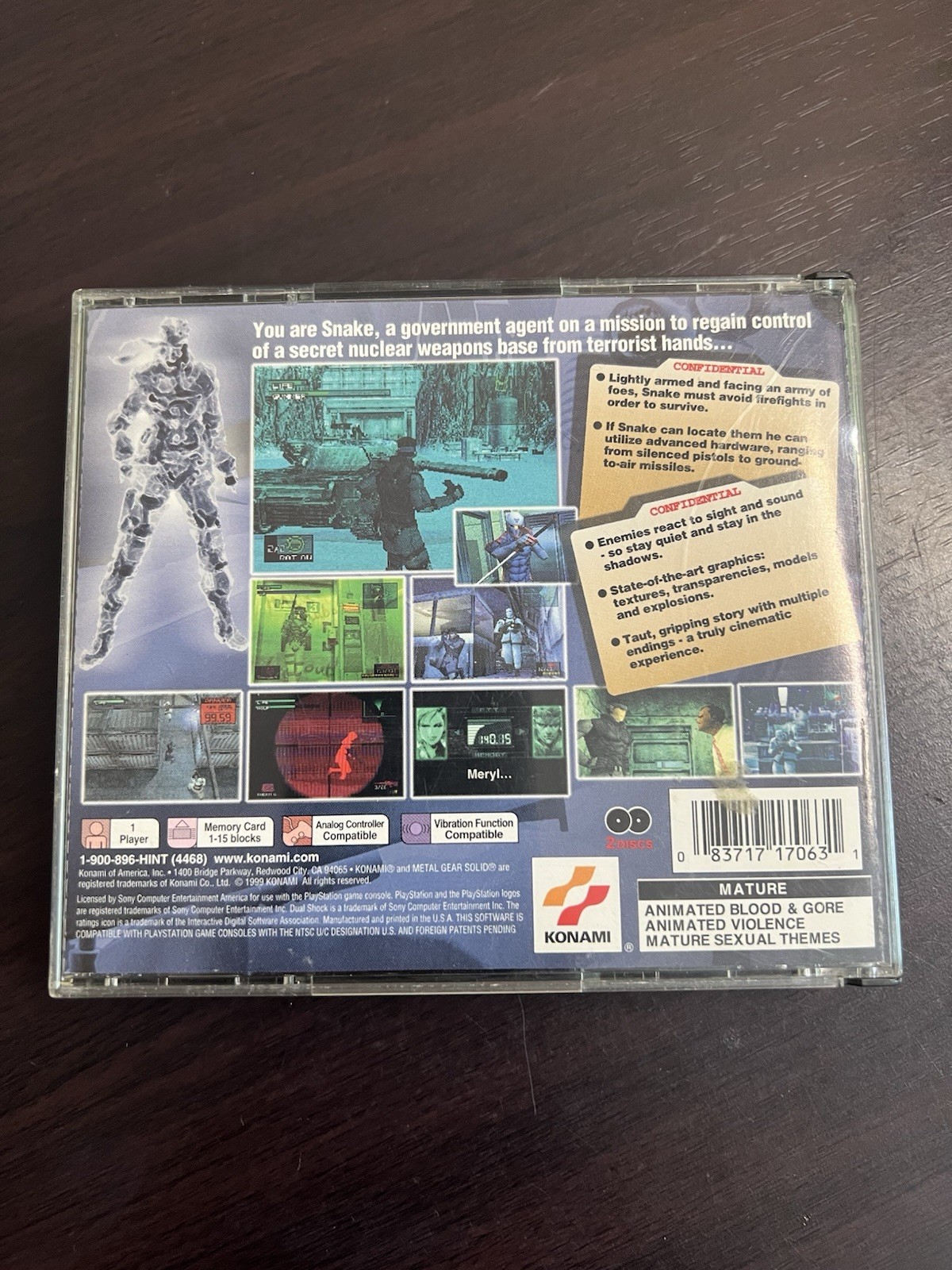 Metal Gear Solid - Sony PlayStation 1 (1999) Green Label - photo 2
