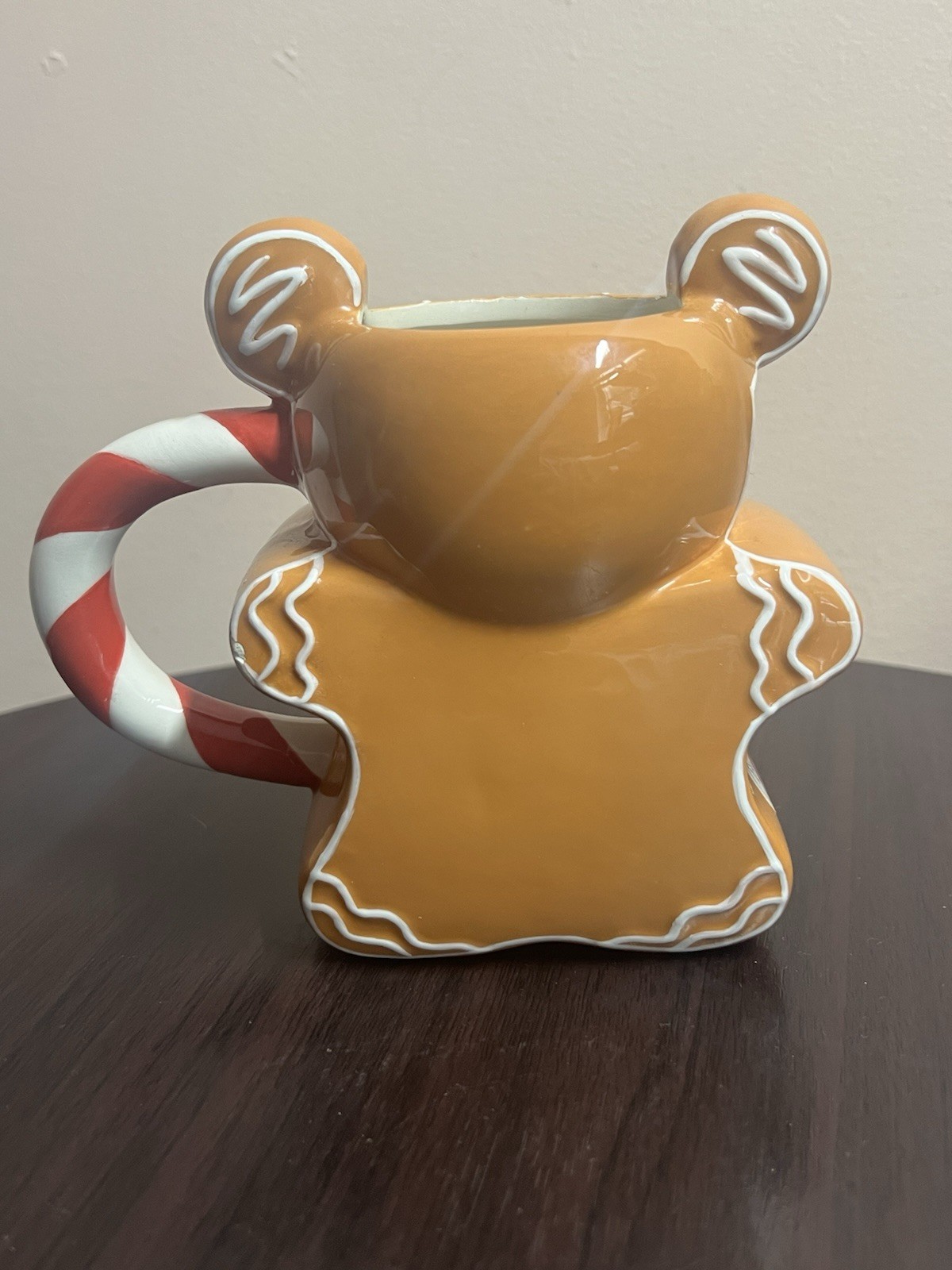 Disney Gingerbread Mickey Mouse Ceramic Mug Candy Cane Handle - photo 3