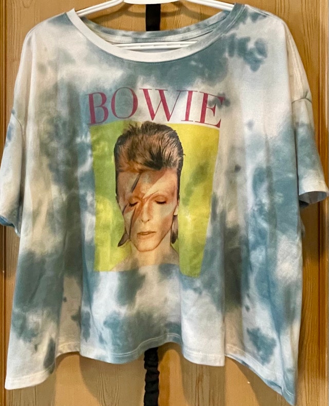 3X David Bowie Official Graphic Tie-Dye Crop Top T-Shirt