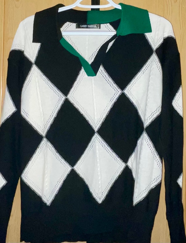 NWOT: Small Gabby Isabella Argyle Polo Knit Sweater