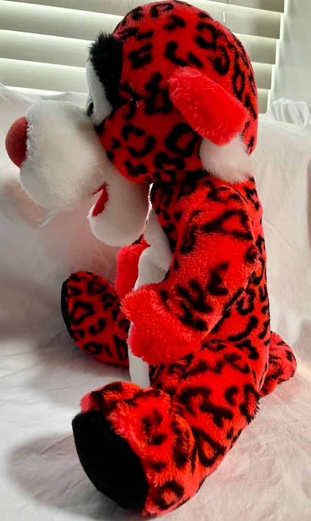 Large 16” Vintage 90s Neon Red Leopard Plush - photo 2