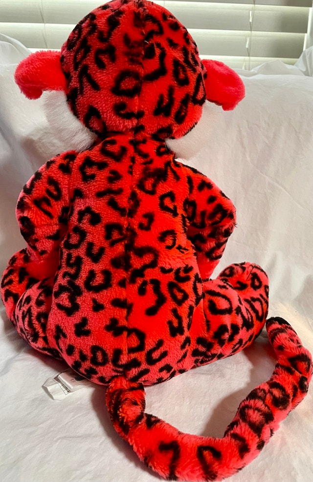 Large 16” Vintage 90s Neon Red Leopard Plush - photo 3