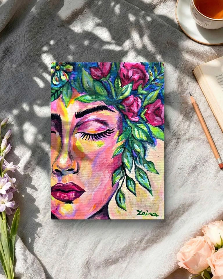 ACRYLIC PAINTING NATURE PLANTS