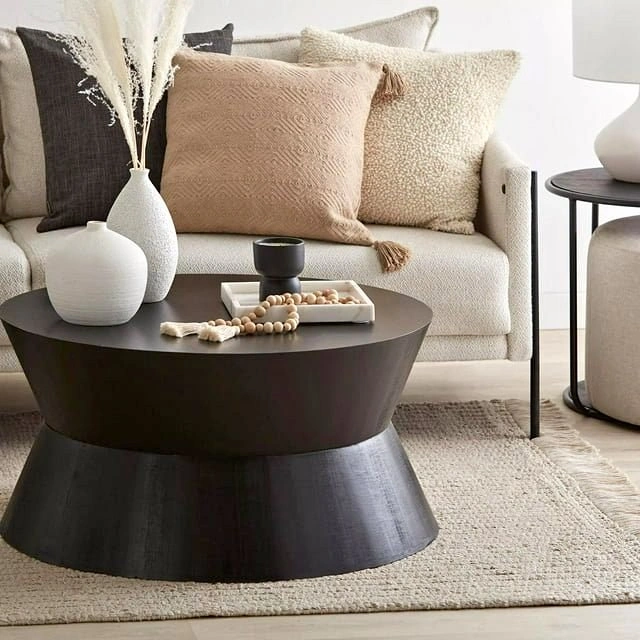 Bouclair Wood Hourglass Coffee Table in Black