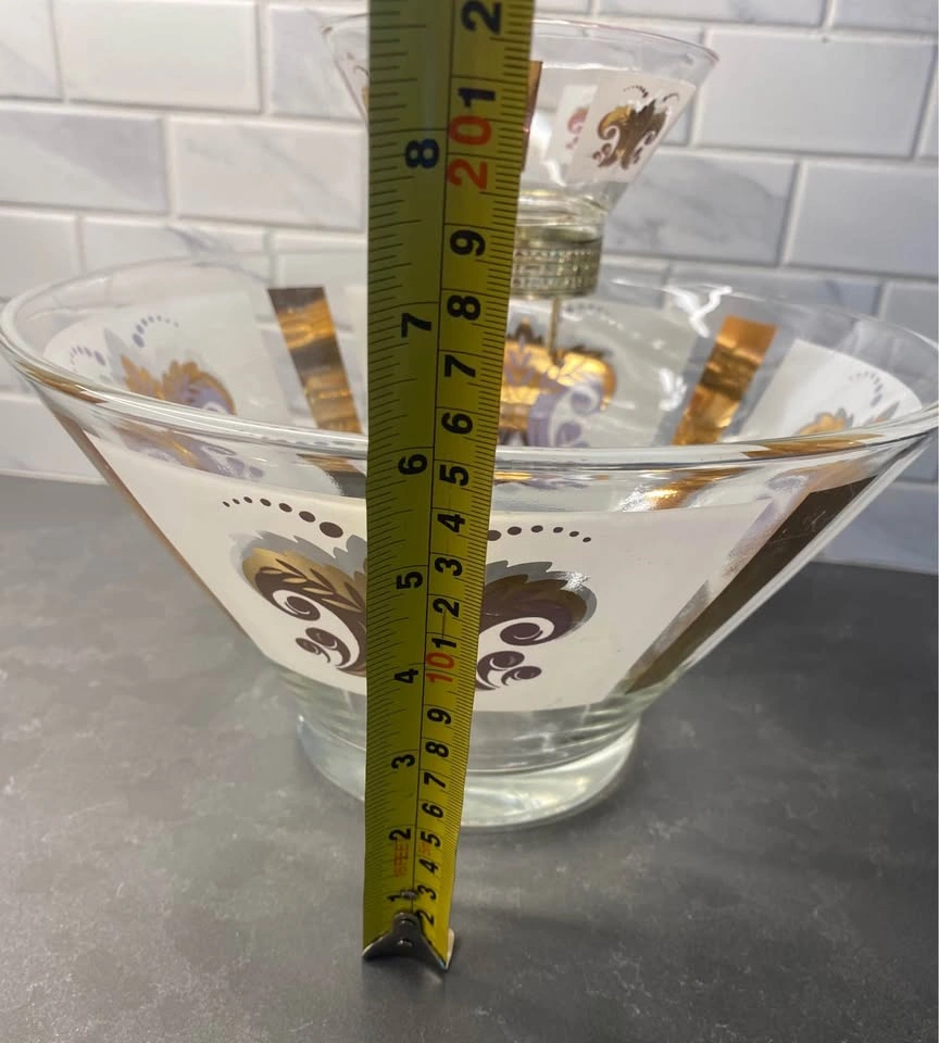 Vintage MCM Anchor Hocking Gold Fleur-de-Lis Chip and Dip Bowl S - photo 5