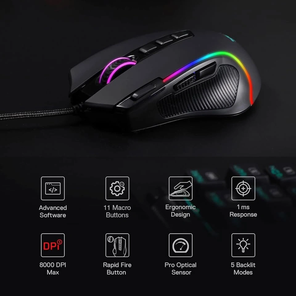 NEW Redragon M612 Predator RGB Wired Gaming Mouse - 8000 DPI - photo 3