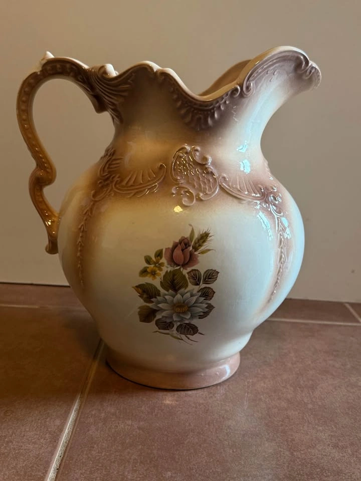 Vintage Floral Ceramic Pitcher - photo 2