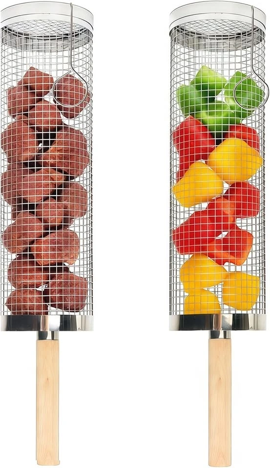Stainless Steel Rolling Grill Basket Set - photo 2