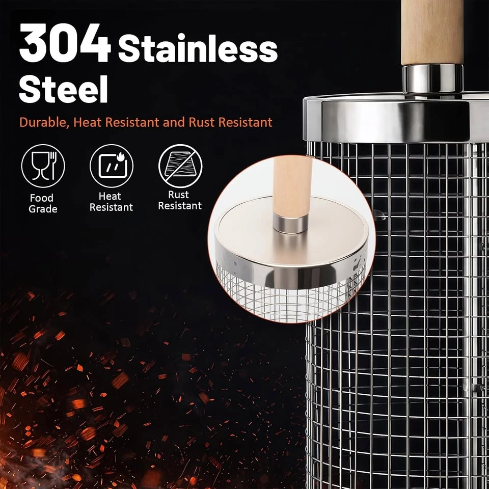 Stainless Steel Rolling Grill Basket Set - photo 4