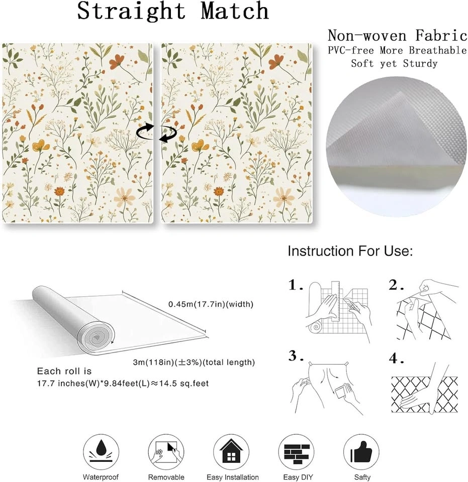 Vintage French Botanical Peel and Stick Wallpaper - 17.7''x118'' - photo 3