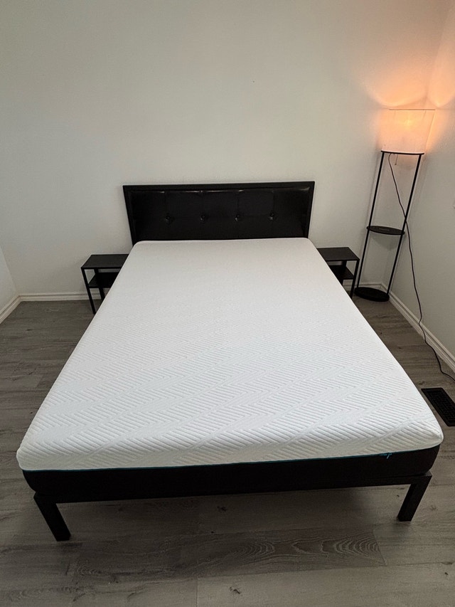 Queen Black Leather Metal Master Bedroom Furniture Set - photo 5