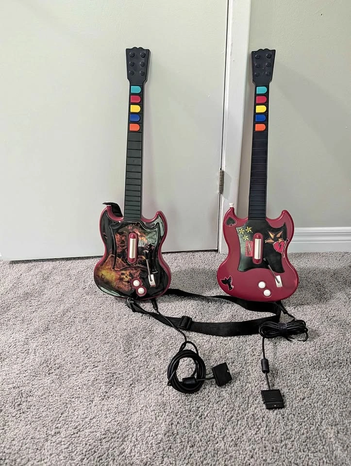 2x PS2 Guitar Hero SG Controllers - Tested & Working