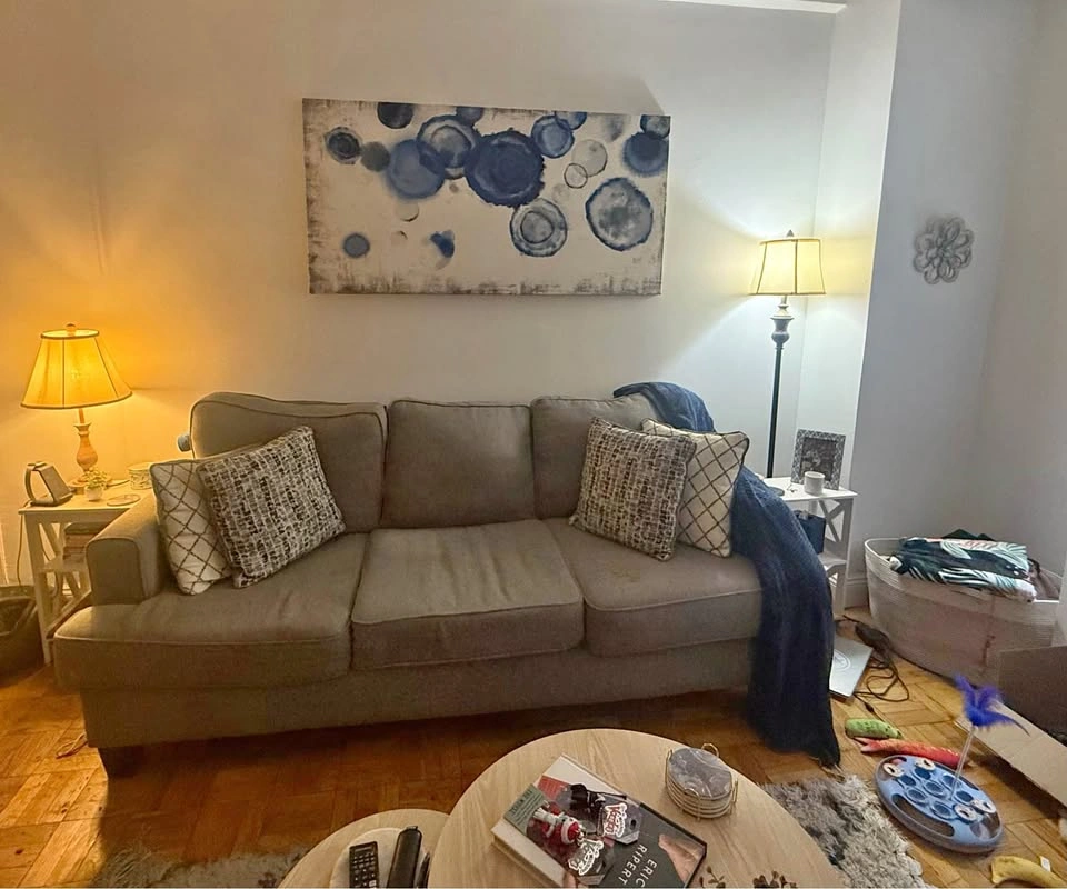 Gray Three-Cushion Sofa