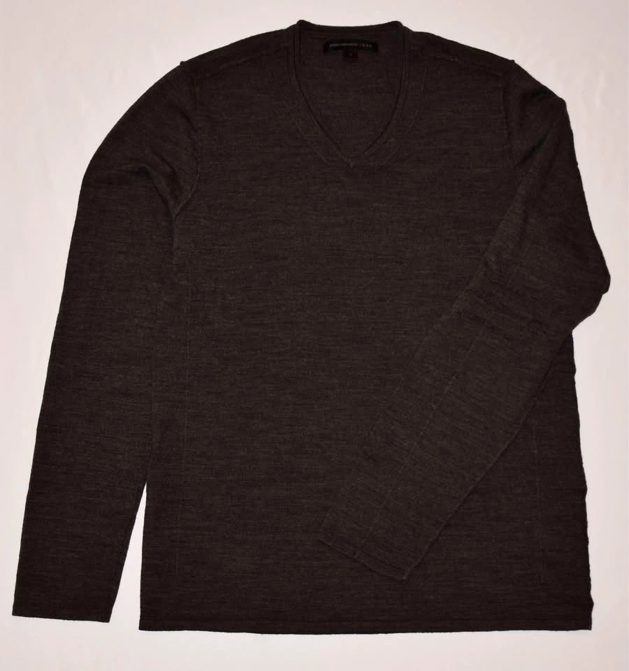 JOHN VARVATOS U.S.A. DARK GRAY MERINO WOOL V-NECK SWEATER SIZE M - photo 2