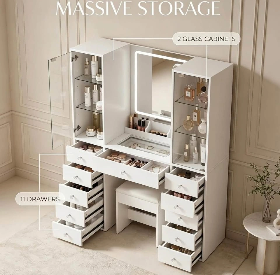 Yanosaku Vanity Desk with Mirror and Lights - photo 3