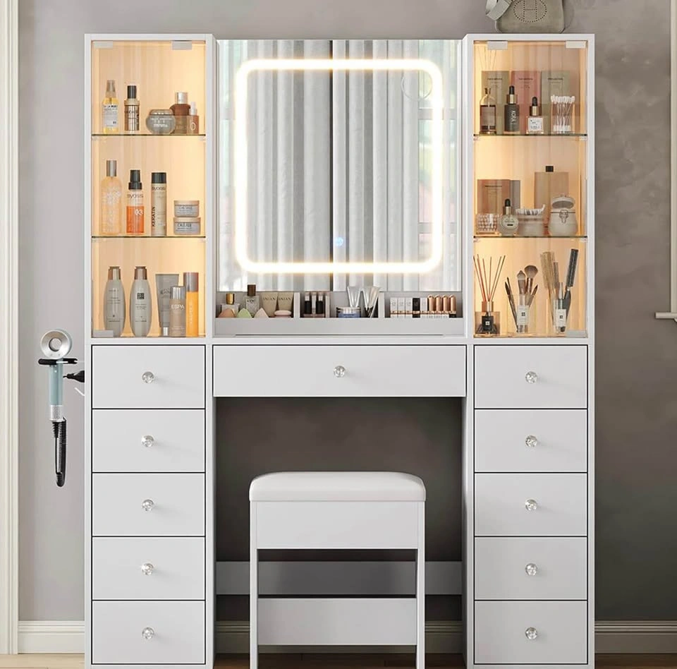 Yanosaku Vanity Desk with Mirror and Lights - photo 4