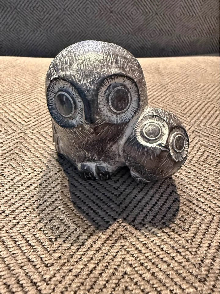 Wolf original Mother and baby owl sculpture/figurine
