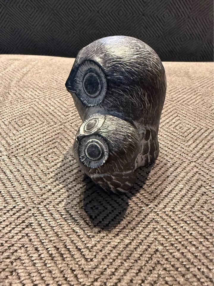 Wolf original Mother and baby owl sculpture/figurine - photo 3