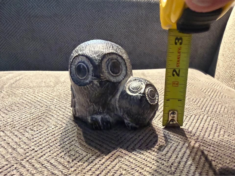 Wolf original Mother and baby owl sculpture/figurine - photo 4