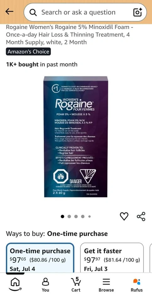 Women's Rogaine 5% Minoxidil Foam Hair Regrowth Treatment - photo 3