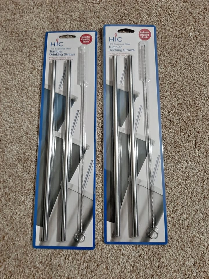 NEW! 3 Piece Extra Wide Stainless Steel Drinking Straws