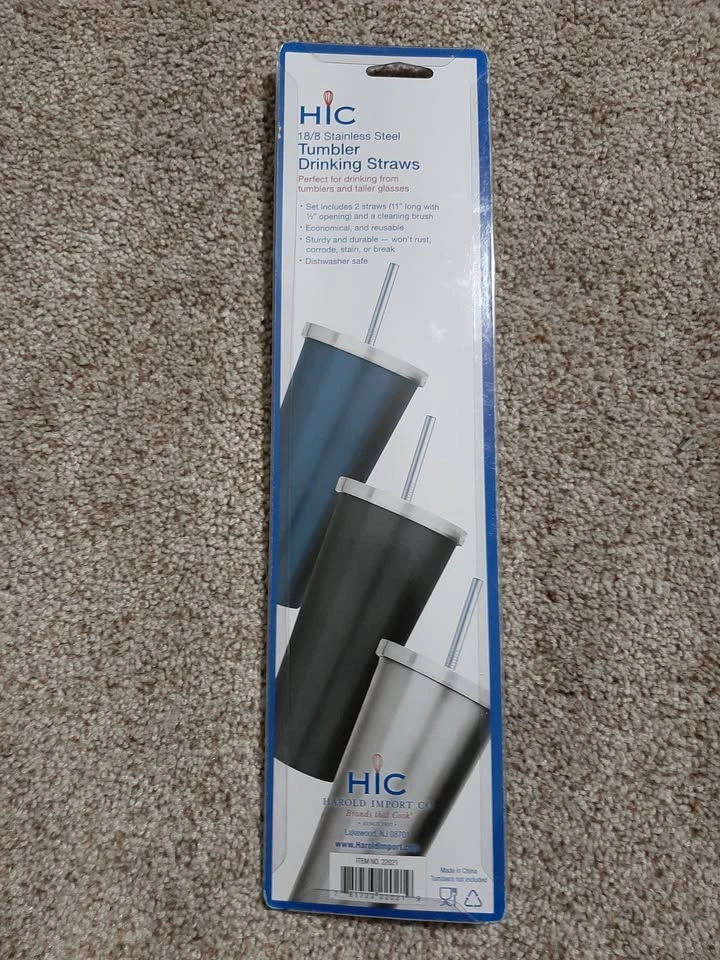 NEW! 3 Piece Extra Wide Stainless Steel Drinking Straws - photo 2