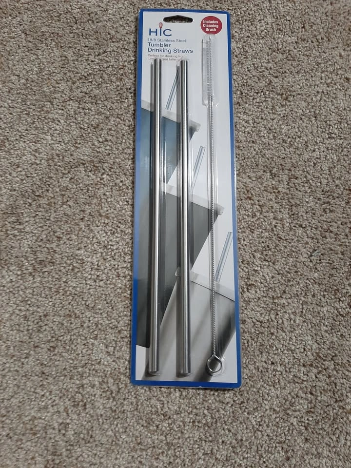 NEW! 3 Piece Extra Wide Stainless Steel Drinking Straws - photo 3