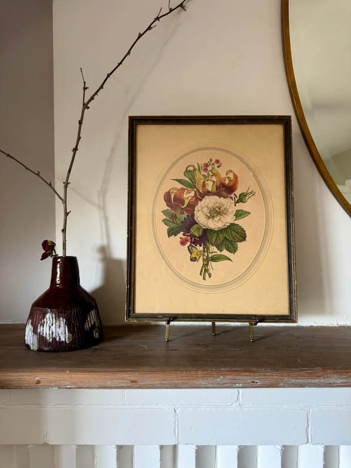 Vintage Botanical Floral Prints Framed Wall Art Pair - photo 2