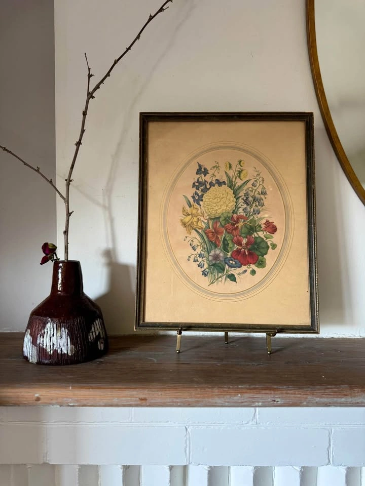 Vintage Botanical Floral Prints Framed Wall Art Pair - photo 3