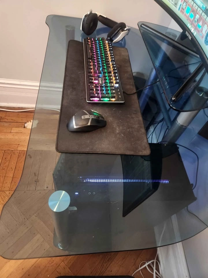 Glass Top Computer Desk with Monitor Shelf - photo 2