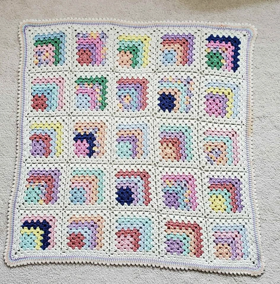 Handmade Crochet Granny Square Baby Blanket