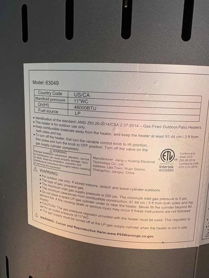 Fire Sense Outdoor Propane Patio Heater – Like new - photo 5