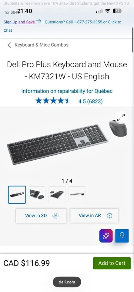 Dell Pro Plus Keyboard and Mouse - KM7321W