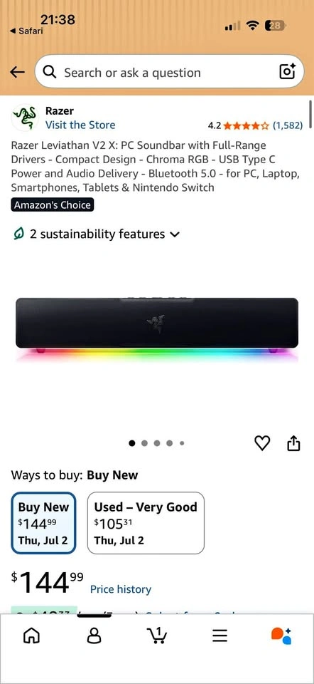Razer Leviathan V2 X PC Gaming Soundbar