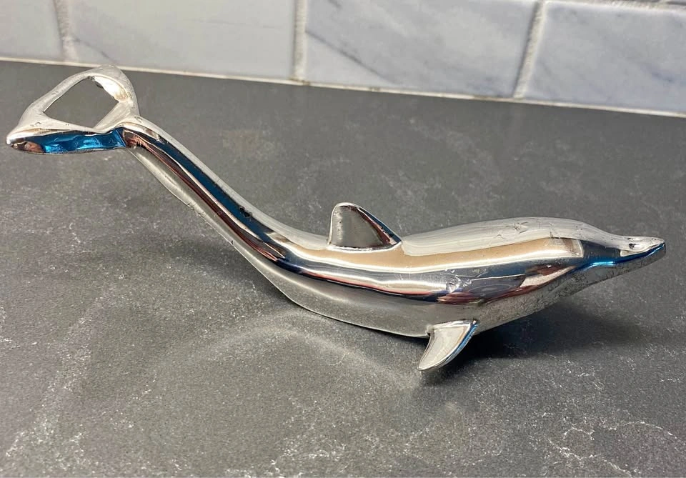 Chrome Dolphin Bottle Opener and Nutcracker