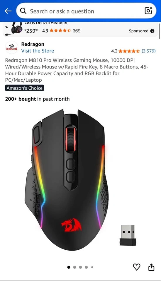 Redragon M810 Pro Wireless Gaming Mouse, 10000 DPI - photo 5