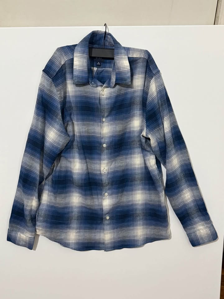 Men's Gap Blue/ White/ Grey Gingham Flannel Shirt - photo 2