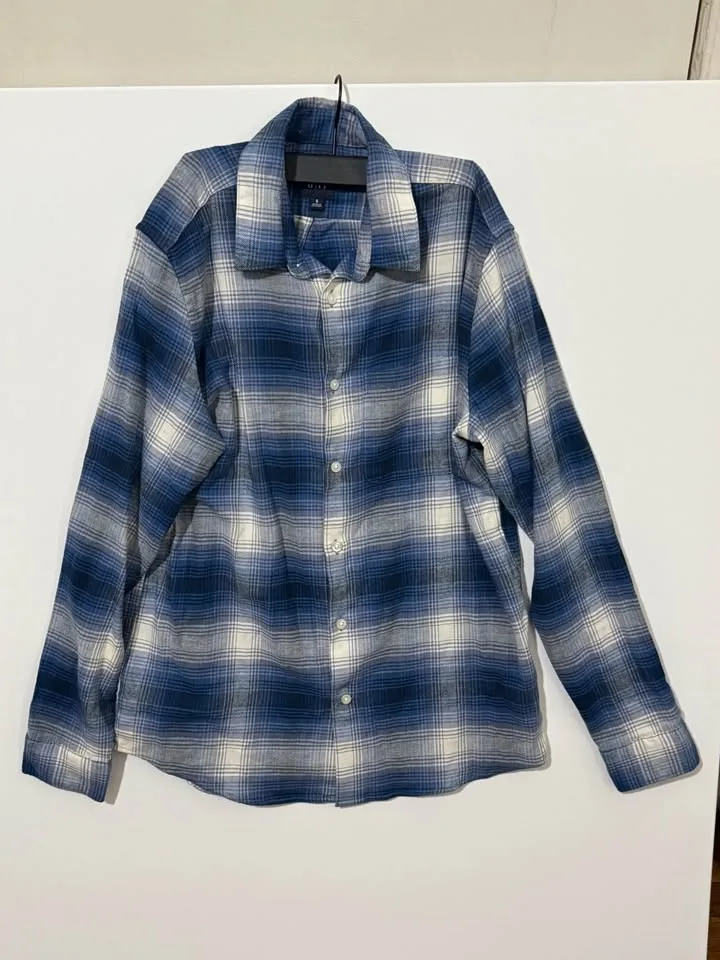 Men's Gap Blue/ White/ Grey Gingham Flannel Shirt image indicator(2)