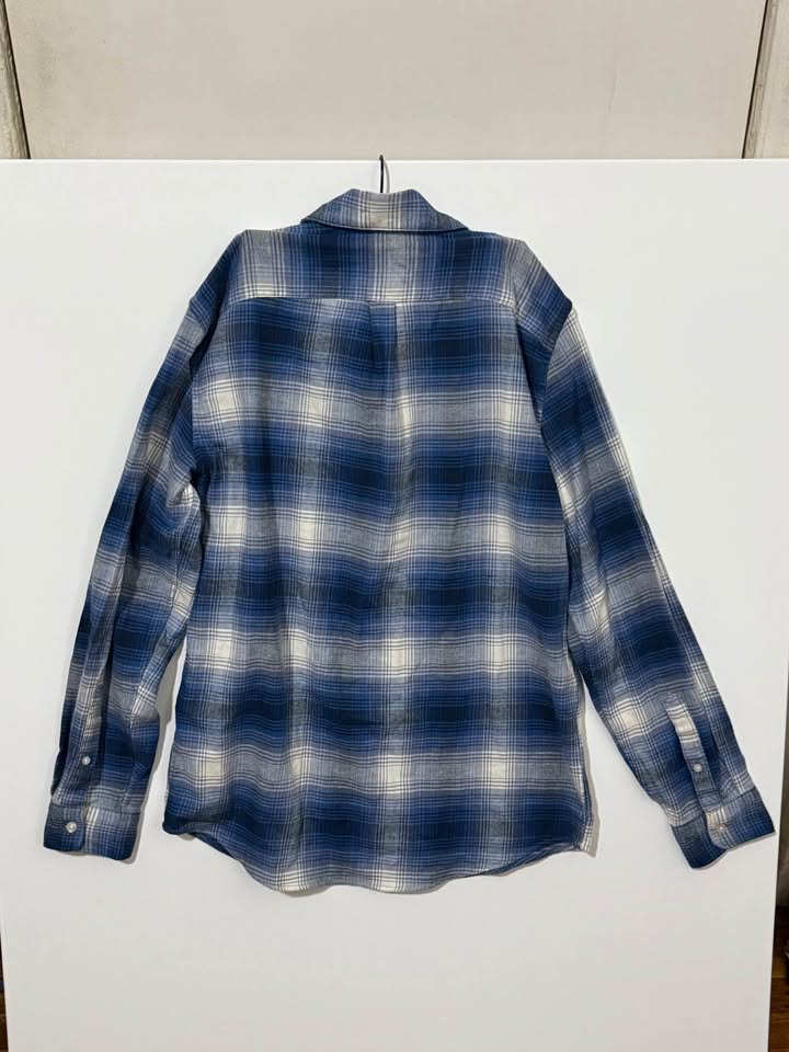 Men's Gap Blue/ White/ Grey Gingham Flannel Shirt - photo 4