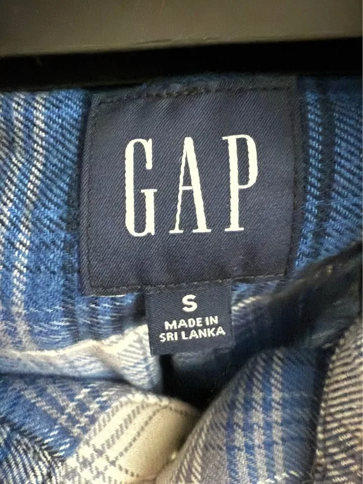 Men's Gap Blue/ White/ Grey Gingham Flannel Shirt image indicator(5)