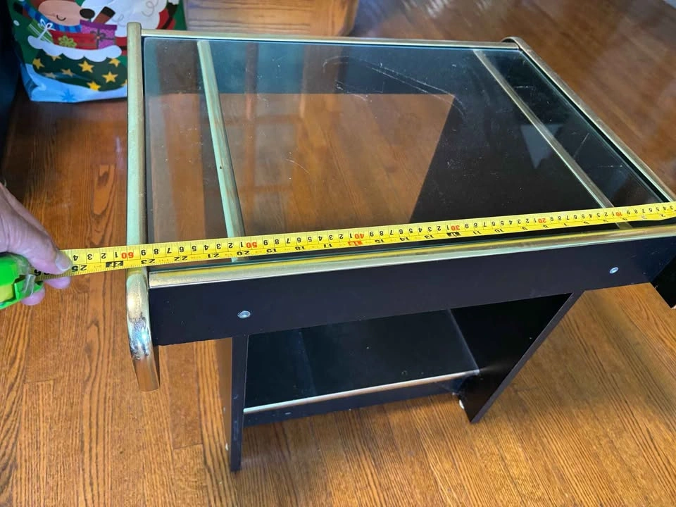 Black Glass Top End Table - photo 3